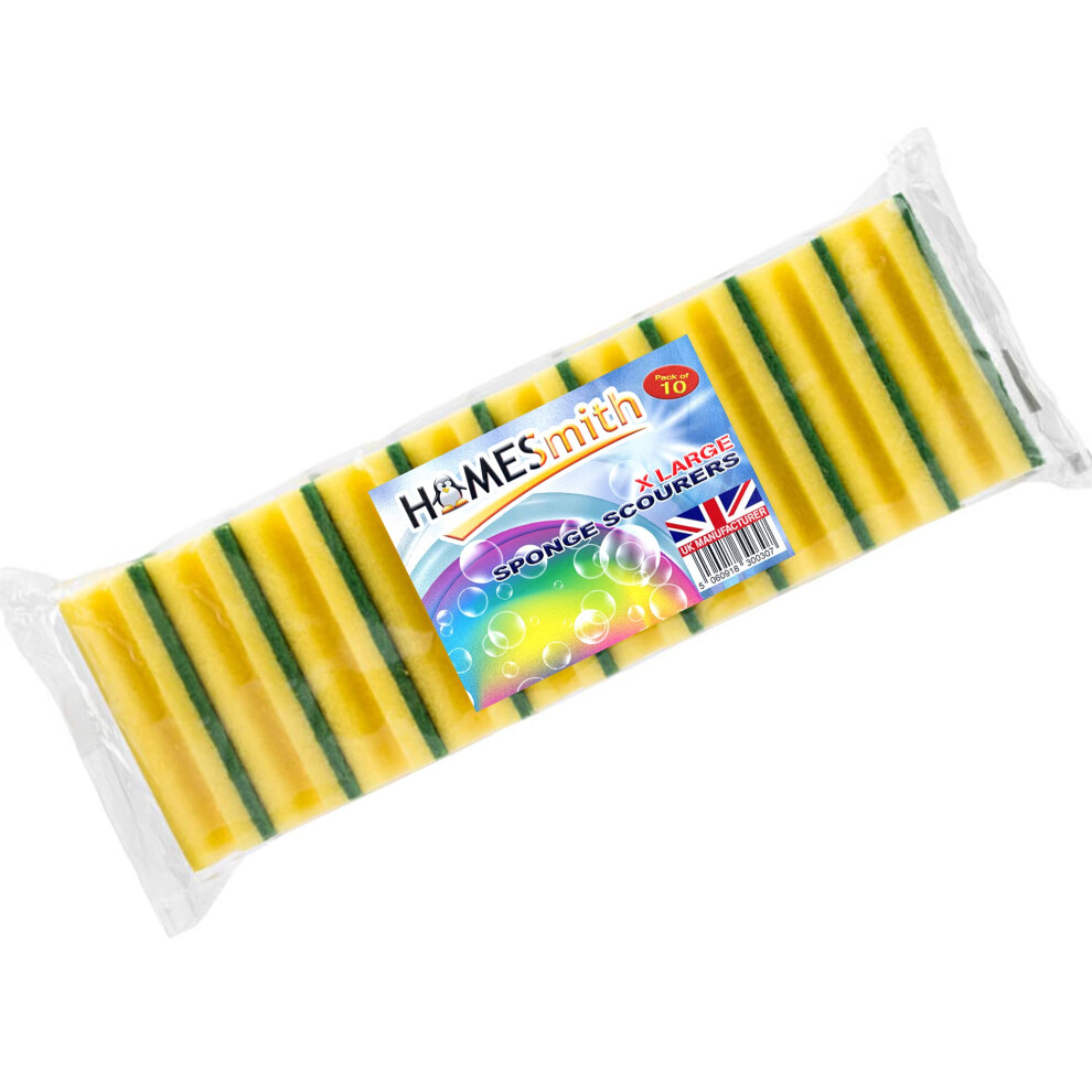 Homesmith Heavy Duty Scrub Large Sponge, Dual-Sided Dishwashing & Cleaning Sponge For Kitchen, Bathroom And Home Cleaning 5051226769979