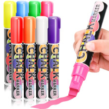 WISHOMEIN Liquid Chalk Pens for Blackboard - 8 Colors Wipeable Chalk Markers with 10mm Jumbo Thick Tips, Chalkboard Markers for Car Window Drawing, G