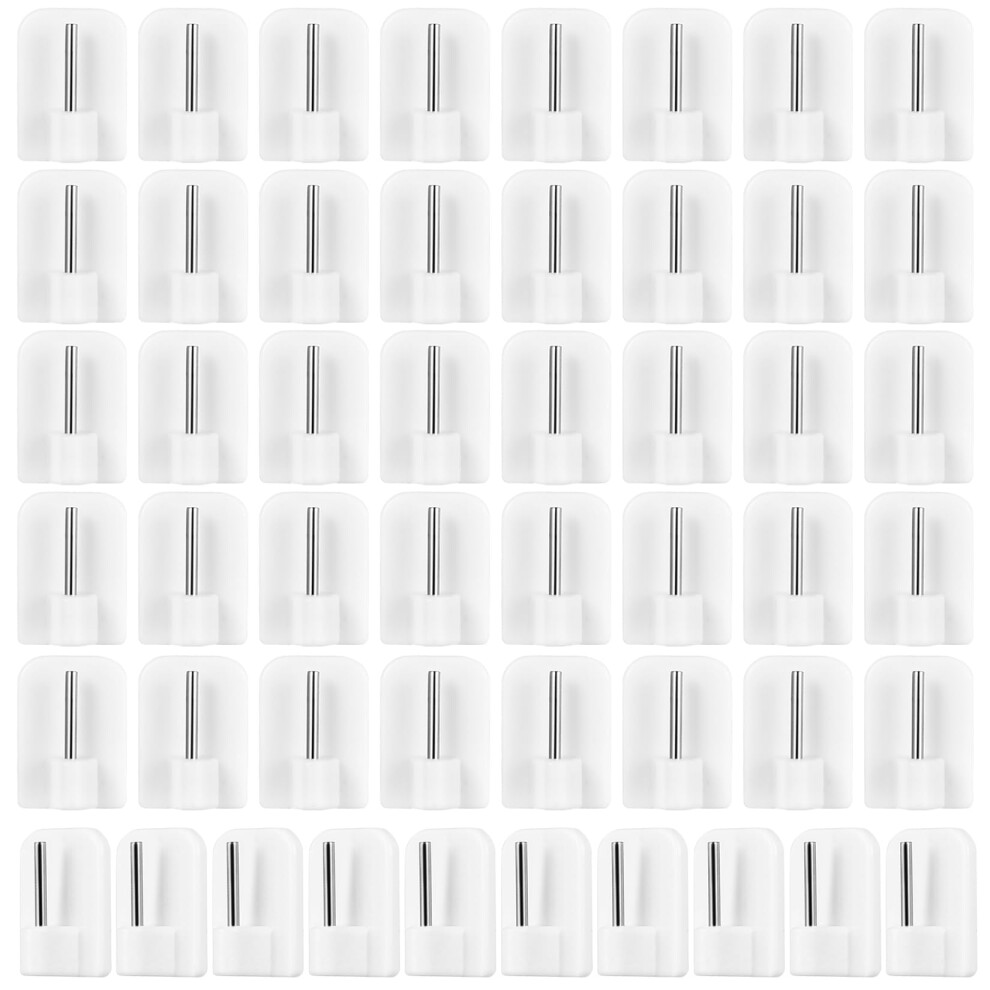 50 Pcs Self Adhesive Net Curtain Hooks, Plastic Sticky Hooks For Hanging, Self-Adhesive Sticky End Window Hook For Net Curtain Rods Curtains Rails 5051226743986