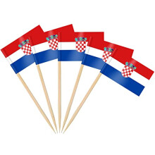 AhfuLife 100/200pcs Croatia Toothpick Flags Cake Toppers, Croatia Cocktail Stick Flag for Sandwich Food Cupcake Toppers Tableware World Cup Party
