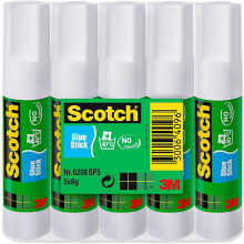 Scotch Permanent Glue Stick - 1 Pack of 5 Sticks, 8g per Stick - Ideal for Paper, Fabric and Lightweight Items