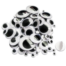 TOAOB 100pcs 6mm to 35mm Wiggle Googly Eyes with Self Adhesive White Round Sticky Wobbly Eyes Plastic Craft Eyes for Soft Doll Making Plush Crochet