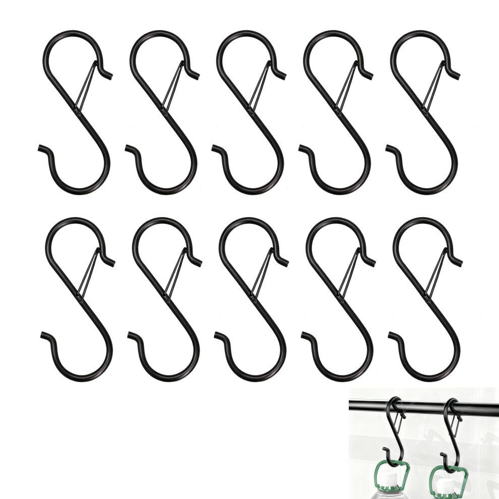10 Pack S Shaped Hooks, 9.3 Cm S Hooks With Safety Buckle, Heavy Duty Metal S Hook For Hanging 5051226743450