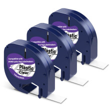 PROFICETIK 12267 Label Tape Compatible with Dymo Letratag Refills Plastic Black on Clear, 12mm x 4m
