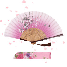 Alaoo Folding Fans, Upgrade Handheld Fan Fabric Manual Fan Chinese Fans with Tassel for Birthday Gifts Dancing Cosplay Wedding Party Props