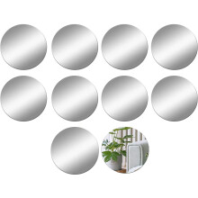DMJOULI Mirror Tiles Self Adhesive Acrylic for Walls,10cm Round Craft Tiles Plastic Mirror,Bedroom Mirror Stickers for Crafts Decoration DIY Projects