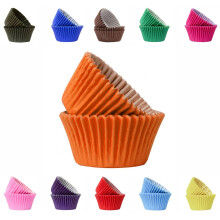 Vibrant, Colourful Baking Cupcake Cases, Greaseproof Paper Baking Cups 50mm Cup Cake Muffin Cases (50, Orange)