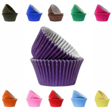 Vibrant, Colourful Baking Cupcake Cases, Greaseproof Paper Baking Cups 50mm Cup Cake Muffin Cases (50, Purple)