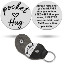 HZJ-AIGO Pocket Hug Token,Long Distance Relationship Gifts,Thinking of You Gifts,Isolation Gifts,Stainless Steel Double Sided Inspirational
