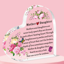 QMVMV Mother and Daughter Gifts Heart-Shaped Acrylic Plaque Gifts for Mum Daughter Birthday Thanksgiving Mother's Day Gift for Mother