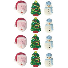 Edible Christmas Cake Cupcake Decorations Santa, Tree, Snowman x12 (B)