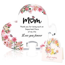 IHCEMIH Acrylic Plaque, Clear Floral Plaque for Mum with Greeting Card Heart Puzzle Shaped Mothers Day Birthday Christmas Mothering Sunday Gift