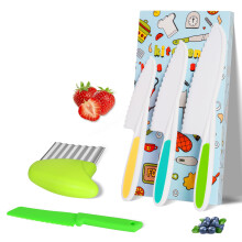 HOTUT 5 Pcs Kids Plastic Knives Set, Kids Knife for Chopping, Child Safety Kitchen Knives in 4 Sizes
