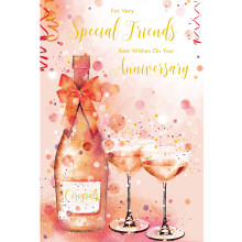 Special Friends Anniversary Card Champagne Foil Finish Lovely Verse
