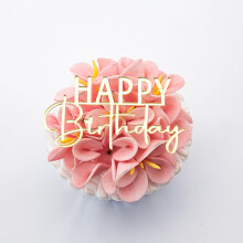 1x Happy Birthday Mirror Gold Cake Charm Toppers Elegant Decoration UK 3LD2 (MIRROR GOLD)