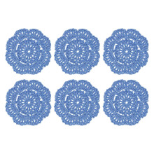 sourcing map 6Pcs Crochet Doilies Handmade Tray Doilies 4" Round Cloth Placemats Lace Coasters for Crafts, Daily Use, Festivals, Home Decoration, Blue