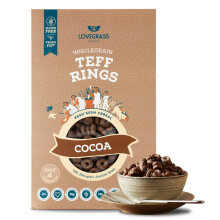 Lovegrass Ethiopia Cocoa Teff Rings | Award Winning Healthy, Whole Grain Breakfast Cereal 350g | Gluten Free | Vegan, High Protein, Fibre