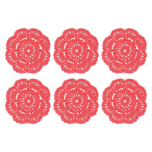 sourcing map 6Pcs Crochet Doilies Handmade Tray Doilies 4" Round Cloth Placemats Lace Coasters for Crafts, Daily Use, Festivals, Home Decoration