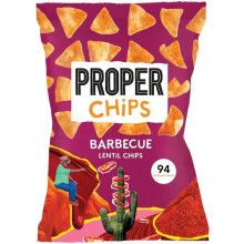 PROPER Barbecue Lentil Chips, Vegan, Gluten Free Snacks, Sharing Bags - 85g Pack