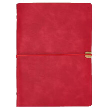 WANLIAN Leather Journal,Refillable Notebook,A5 Binder 6 Ring,Binder Organizer Comes with 80 Sheets/160 Pages,5.6" x 8.2" (Red)