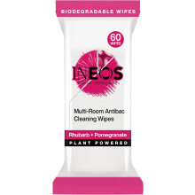 INEOS Next-Gen Antibac Multi-Room Disinfectant Biodegradable 60 Wipes, Rhubarb + Pomegranate, Kills 99.9% of Bacteria + Viruses, Plant Powered