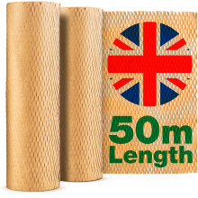 Brown Honeycomb Packing Paper Roll 50m x 30cm | Eco Bubble Wrap Alternative for Moving House | Packing Paper for Moving