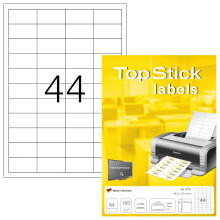TopStick 8731 Multi-Purpose Labels, 44 Labels Per A4 Sheet, 48.3 x 25.4 mm, 4400 Labels, Self Adhesive, Small Stickers for Laser and Inkjet Printers