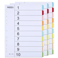 File Dividers A4, 3 Pack 10 Part Folder Dividers Coloured Multi Hole Punched A4 Dividers Tabbed Index Divider for Lever Arch Files Ring Binders