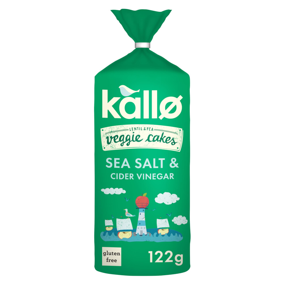 Kallo Salt & Vinegar Veggie Cakes, Lentil & Pea Puffed Crackers Made From Plants, Low Fat Healthy Snacks For Adults & Children, Vegan Friendly, Glute