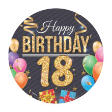 Dekora, Happy Birthday, Wafer Disc for Cake, Edible Cake Topper for Birthday Cake, Round 20 CM (Happy Birthday 18)