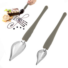 LUTER 2Pcs Precision Culinary Drawing Decorating Spoons, Stainless Steel Saucier Drizzle Spoons with Tapered Spout for Decorating Plates, Cake