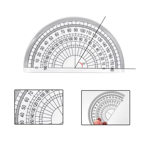 Mebamce 3 Pack Plastic Protractor 180 Degrees 4 Inches for Angle Measurement Student Math Classroom School Office Teachers - Clear 1