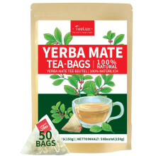 TeeLux Yerba Mate Tea Bags 50 Count, Pure Natural Argentine Yerba Mate, Rich Flavor with 3g/Bag, Biodegradable Tea Bag