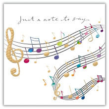 Noel Tatt General Just A Note to Say Card - Multicoloured Music Notes - Eco-Friendly and Recyclable