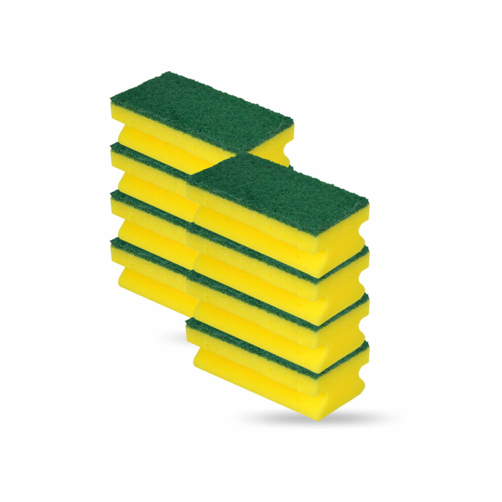 Washing Up Sponge Heavy Duty Scouring Pad Suitable For Kitchen Dishes Sink Bathroom Non Scratch Wiping Scourer Dual Sided Handgrip Dish Wash Cleaning 5051226770555