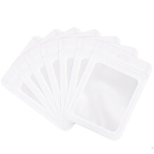 100pcs White Mylar Ziplock Bags - Foil Sealed, Holographic Plastic Packaging - 6x10cm Smell Proof, Resealable, Small, Sample, Storage