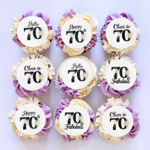 Blumomon 40 Pcs Edible 70th Happy Birthday Cupcake Toppers Happy 70 Cupcake Topper Cheers to 70 Fabulous Cake Decoration for 70th Birthday Party