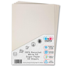 Be Creative A3 White Sugar Paper 100gsm 50 Sheets 42 x 29.7 cm – Recycled Paper for Drawing, Arts, Crafts & Classroom Use