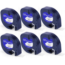 6X LetraTag Label Plastic Label Tape for Dymo, 12 mm x 4 m Roll, White, Replacement Labels Tape Authentic Labels (White)