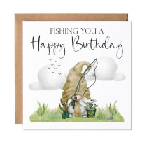 Maise & Rose Fishing Birthday Card | Birthday Card For Him | Funny Gnome Fishing Themed Birthday Card For Men | Fisherman Card | Funny Fishing Card