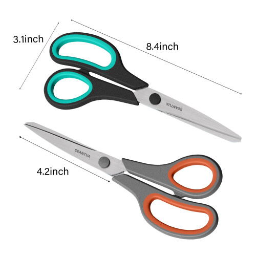 Scissors 3 Pack, 8'' Multipurpose Scissors with Ultra Sharp 2.5mm Thick Blades, Easy Grip Handle 1