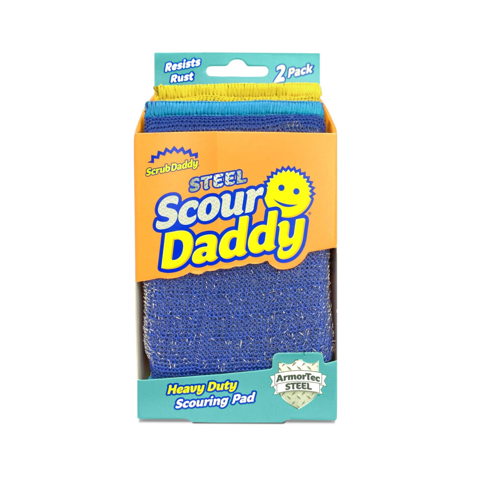 Scrub Daddy Scour Daddy Steel, Scourers Sponge, Steel Mesh Scouring Pads For Metal Grills & Cast Iron, Heavy Duty Scourer Pad For Cleaning Dishes 5051227557056