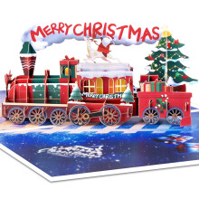 Dreamlike Train Pop Up Greeting Card with Blank Note & Envelope, celebration gift for Christmas, Love, Birthday, Anniversary, Special Moment, Holiday