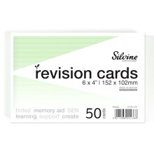 Silvine A6 Flash Cards, Revision & Study - Lined (50 Cards) (Green)
