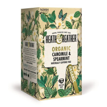 Heath & Heather - Organic Camomile & Spearmint Tea Soothing Herbal Fusion for Calm & Digestive Ease Caffeine-Free Vegan 20 Tea Bags