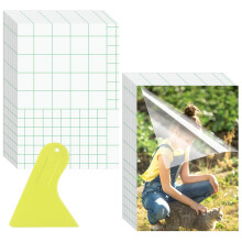 Poeland 20pcs Self Sealing Laminating Sheets, Each Sheet for 1 Side, 8 x 12 Inches Self Adhesive Clear Laminate Sheet with Scraper