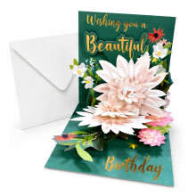 Pop Up Birthday Cards for Women - 3D Lotus Flower Happy Birthday Cards with Envelope - Premium Keepsake Greeting Card Set for Mum, Wife, Sister, Frie