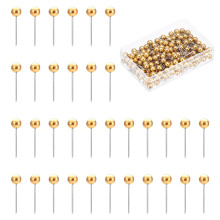 Kyrio 200 PCS Map Pins with Plastic Box, Drawing Push Pins, Map Tacks, for Pinboard, Bulletin Board(Gold)