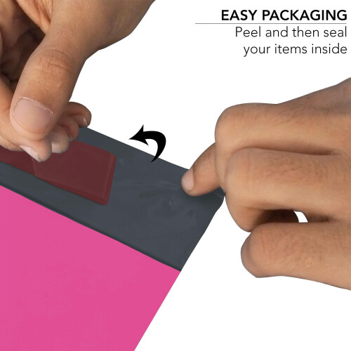 60 Mixed Mailing Plastic Bags, Self-Seal, Tamper Proof, Mixed Sizes, Hot Pink 2