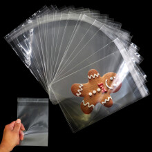 Navoys 50 Clear Self Seal Plastic Craft Cellophane Bags (4" x 6") - Self Seal, Disposable, Plastic, Transparent, Ideal for Packaging Cookies, Sweets